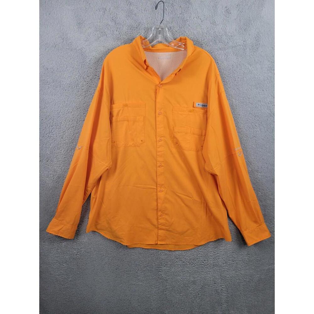 Columbia PFG Shirt Mens Extra Large Orange Bahama Performance Fishing Vented.